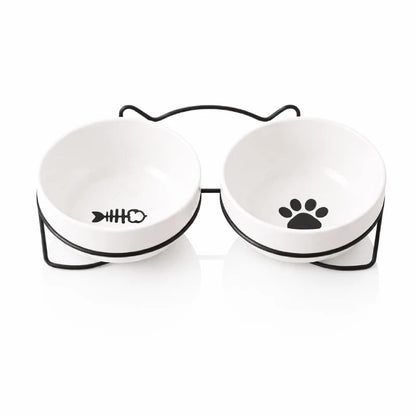 Gamelle ergonomique chat - Gavielle : Duo Noir Mat - Mixte - AstuceChat