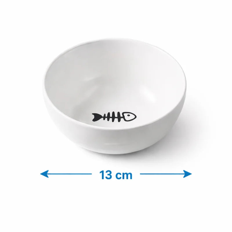 Gamelle ergonomique chat - Gavielle : Gamelle seule - Motif Poisson - dimensions - AstuceChat