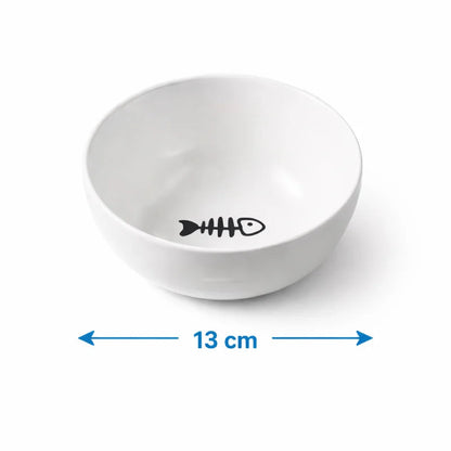 Gamelle ergonomique chat - Gavielle : Gamelle seule - Motif Poisson - dimensions - AstuceChat