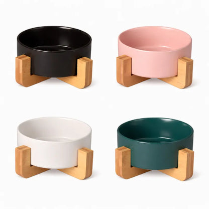 Gamelle ergonomique pour chat - Galvo : couleurs Blanc Neige, Rose Poudré, Vert Sauge et Noir Onyx - AstuceChat