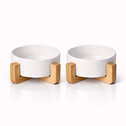 Gamelle ergonomique pour chat - Galvo : modèle Blanc Neige Duo - AstuceChat