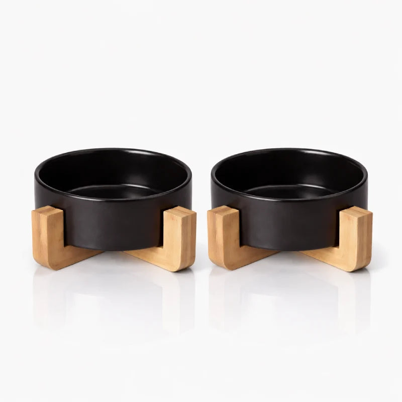 Gamelle ergonomique pour chat - Galvo : modèle Noir Onyx Duo - AstuceChat