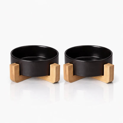 Gamelle ergonomique pour chat - Galvo : modèle Noir Onyx Duo - AstuceChat