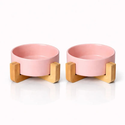 Gamelle ergonomique pour chat - Galvo : modèle Rose Poudré Duo - AstuceChat