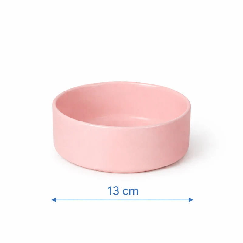 Gamelle ergonomique pour chat - Galvo : modèle Rose Poudré Solo - dimensions - AstuceChat