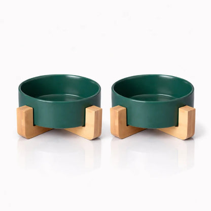 Gamelle ergonomique pour chat - Galvo : modèle Vert Sauge Duo - AstuceChat