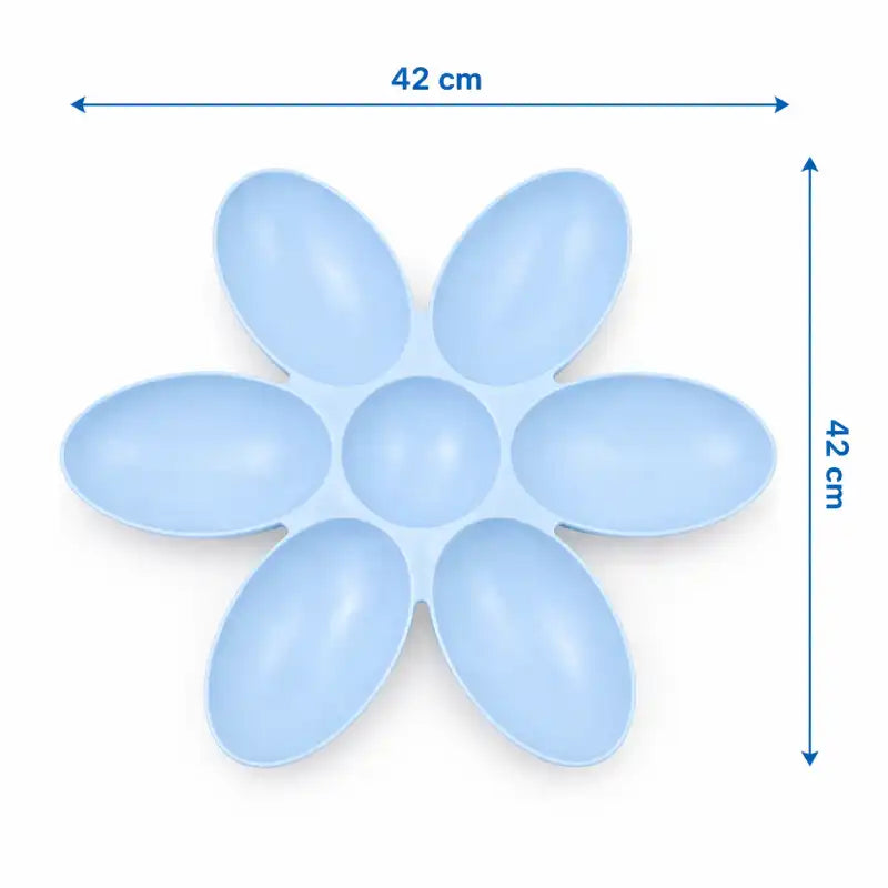 Gamelle fleur pour plusieurs chatons - Gaflora : modèle Bleu Céleste avec diamètre total de 42 cm, format large adapté à plusieurs chatons - AstuceChat