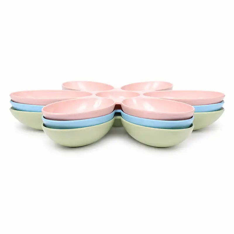Gamelle fleur pour plusieurs chatons - Gaflora : modèles empilables en Bleu Céleste, Vert Tilleul et Rose Poudré pour un rangement facile - AstuceChat