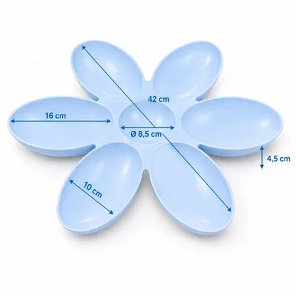 Gamelle fleur pour plusieurs chatons - Gaflora : dimensions modèle Bleu Céleste - AstuceChat