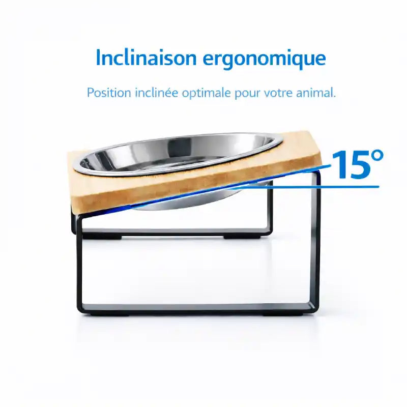 Gamelle inclinée pour chat - Garéon : inclinaison ergonomique 15 degrés - AstuceChat