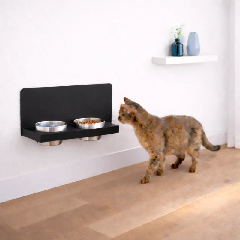 Gamelle murale chat - Gamural : vue utilisation chat gingembre - AstuceChat