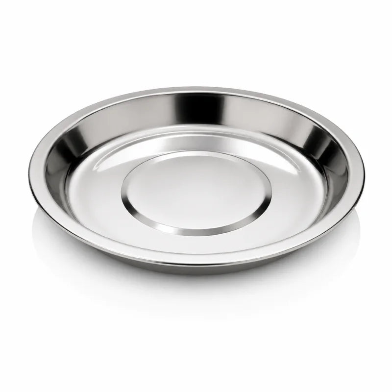 Gamelle plate pour chaton - Ganox : vue de face du modèle en acier inoxydable - AstuceChat