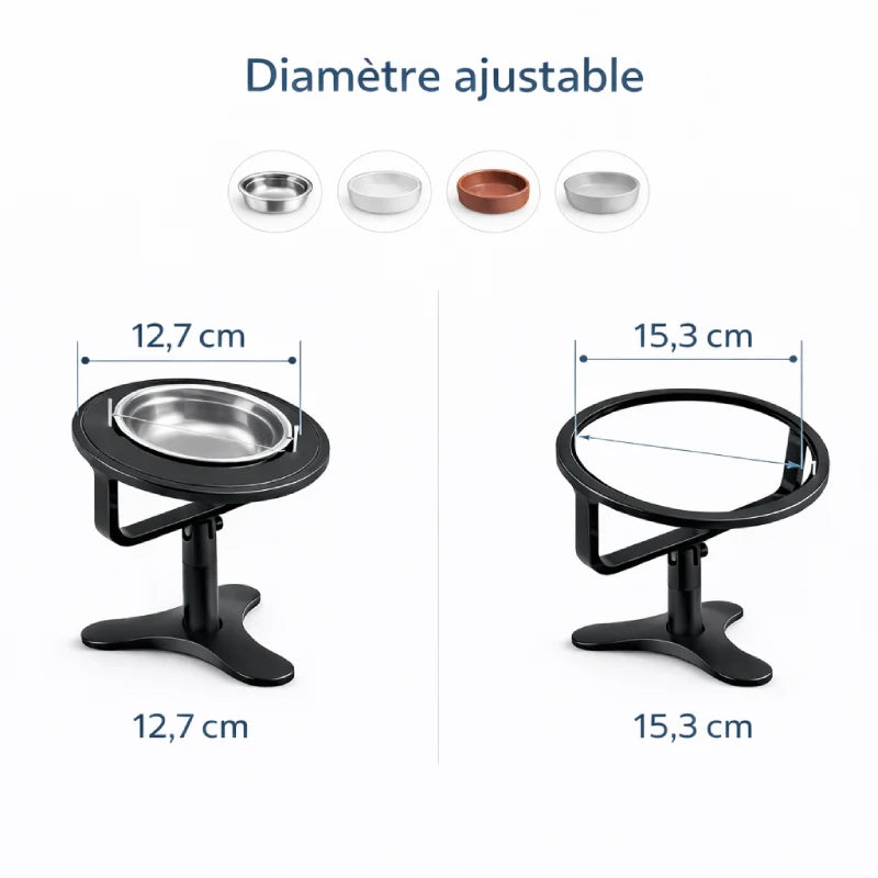Gamelle pour chat surélevée - Galtura : diamètre ajustable - AstuceChat