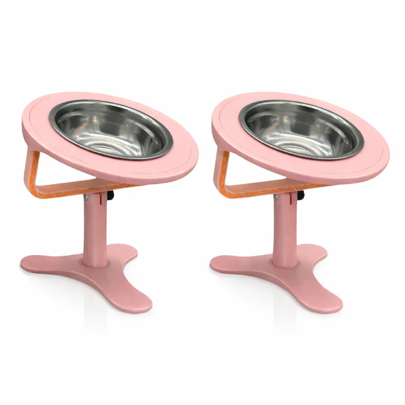 Gamelle pour chat surélevée - Galtura : modèle duo Rose Poudré - AstuceChat