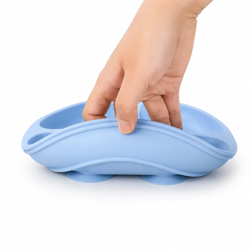 Gamelle pour chaton compartimentée - Gacompa : prise en main avec ventouses Bleu Céleste - AstuceChat