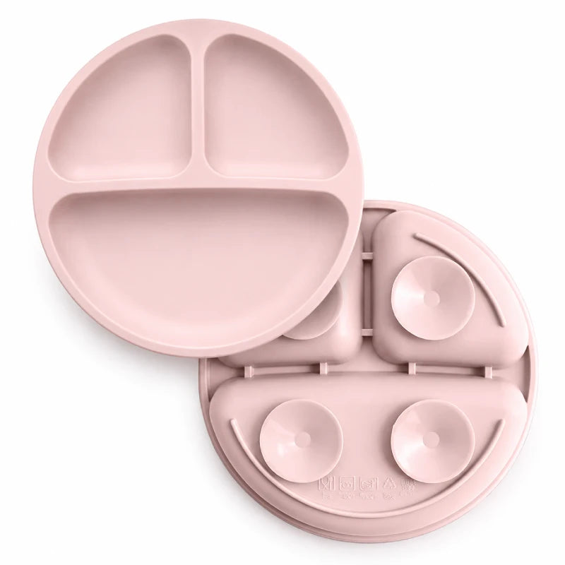 Gamelle pour chaton compartimentée - Gacompa : dessous avec ventouses en Rose Poudré - AstuceChat
