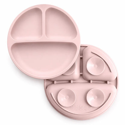 Gamelle pour chaton compartimentée - Gacompa : dessous avec ventouses en Rose Poudré - AstuceChat