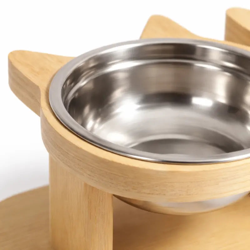 Gamelle triple pour chat - Gavion : détail bol modèle Bois Naturel - AstuceChat