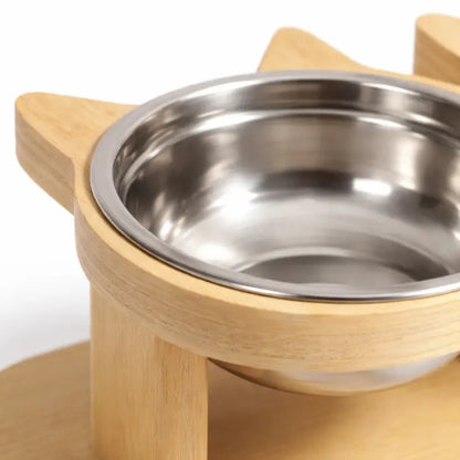 Gamelle triple pour chat - Gavion : détail bol modèle Bois Naturel - AstuceChat