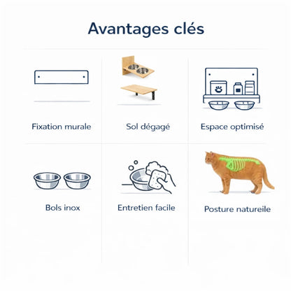 Gamelles chat fixation murale - Gavan : avantages clés - AstuceChat