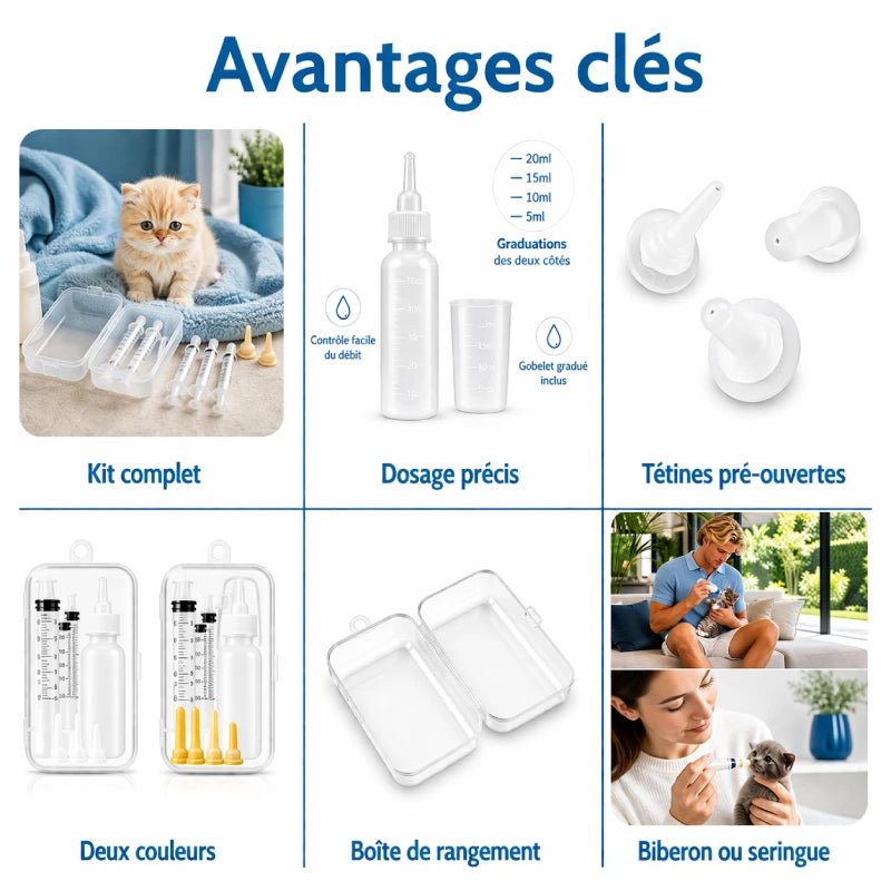 Kit biberon chaton - Nelora : avantages clés du kit complet de nourrissage - AstuceChat