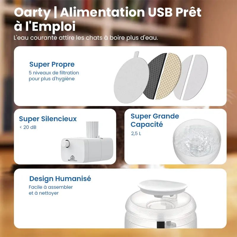oarty fontaine a eau chat usb