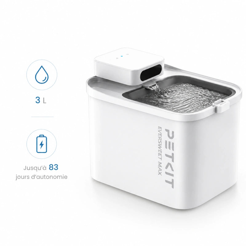 Petkit fontaine à eau - Eversweet Max : 3 litres et jusqu’à 83 jours d’autonomie - AstuceChat
