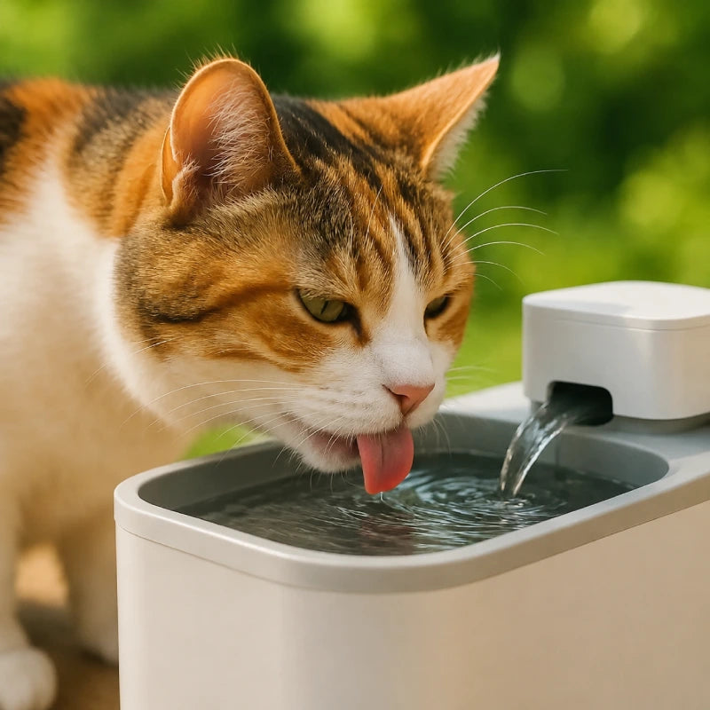 Petkit fontaine à eau - Eversweet Max : chat tricolore buvant à la fontaine - AstuceChat