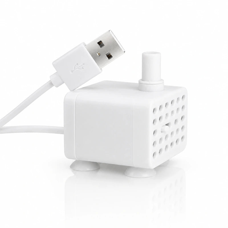 Pompe de remplacement pour fontaine à eau chat - Okeram : modèle blanc avec débit réglable et câble USB - AstuceChat
