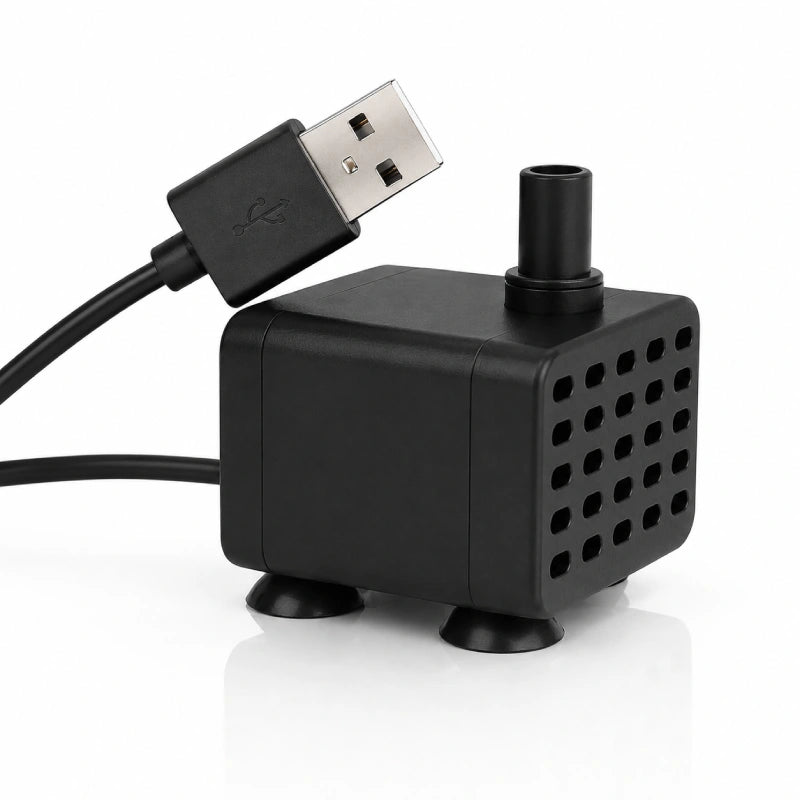 Pompe de remplacement pour fontaine à eau chat - Okeram : modèle noir à débit fixe avec câble USB - AstuceChat