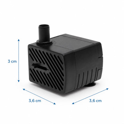 Pompe secteur pour fontaine à eau chat - Ovelou : dimensions du produit - AstuceChat