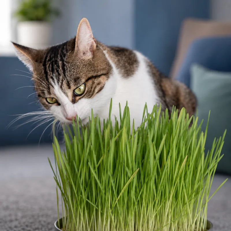 Graine herbe a chat - Axsemis : chat calico mange herbe - AstuceChat